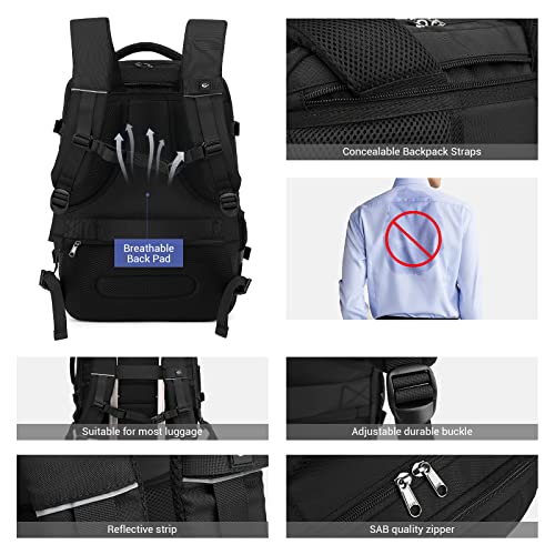 MOLNIA 50L Expandable Travel Backpack for Men Women, Carry On Backpack Airline Approved, Suitcase Backpack with Packing Cubes, Water Resistant Luggage Backpack Daypack Weekender Bag, Black - color: Black With Packing Cubes