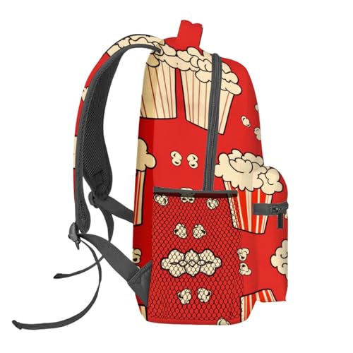 Popcorn Pattern Backpack Travel Backpacks Laptop Rucksack,School Bookbag for Women Kids Boys Girls,Movie and Food Back Pack Accessories Bags,Ideal Gifts for Work, Outdoor Adventures - color: Color98