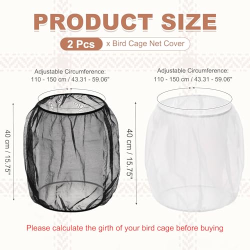Bird Cage Seed Catcher, Bird Cage Net Cover Seeds Guard, Universal Birdcage Accessories, Black/White, Circumference 43.3"-59.1", Height 15.7" for Parrot Cockatiel Enclosures - color: Black/White, size: Circumference 43.3"-59.1", height 15.7"