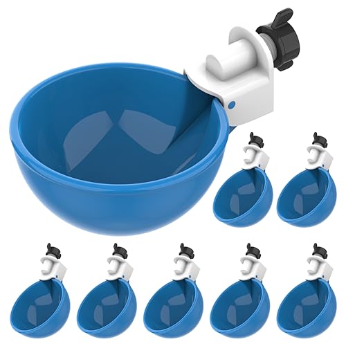 Lil Clucker - Blue Large Automatic Chicken Waterer Cups Suitable for Ducks, Geese, Turkeys, and Bunny Rabbit - Water Feeder Kit - Poultry Waterer - Pack of 8… - size: 8-Pack