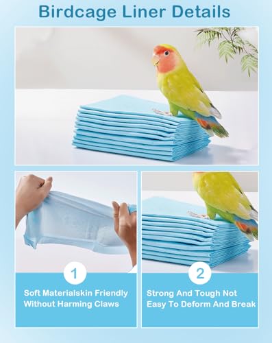 Disposable Bird Cage Liner Birds Cage Liners Super Absorbent Birdcage Liners Parakeet Cage Training Accessories with Quick-Dry Surface for Cockatiels Canaries Parrots - size: 100 pcs