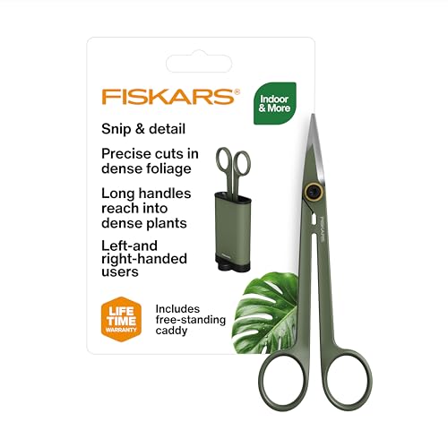Fiskars 6" Plant Detailer Snips & Holder, Precision Indoor Gardening Tool | For Trimming & Pruning Dense Foliage, Long Reach Stainless Steel Micro-Tip Blades for Clean Cuts and Healthy Plant Growth - size: Detail Snipper