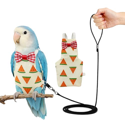 Budgerigar Lovebird Bird Diaper and Leash Set | Small Diaper and Harness, Reusable Flight Suit for Small Parrots - size: M