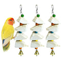 3 Pack Bird Chewing Toy Cuttlebone Parrot Toy with Bell Hanging Bird Beak Grinding Stone Parakeet Cage Accessories for Small Budgies Lovebirds Cockatiels (Block, 4 Per Skewer) - size: 4 Blocky