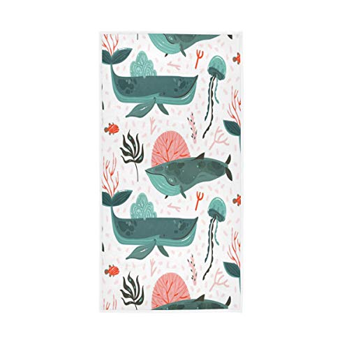 senya Colorful Whales Hand Towel Ultra Soft Luxury Towels for Bathroom 30"x15" - color: Multi 1