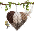Handmade Alpaca Fiber Bird Nesting Heart, Refillable Bird Nesting Heart Outdoor, Outdoor Hanging Decorative Yard Art Provides Shelter House Winter Boxes for Wild Hummingbird