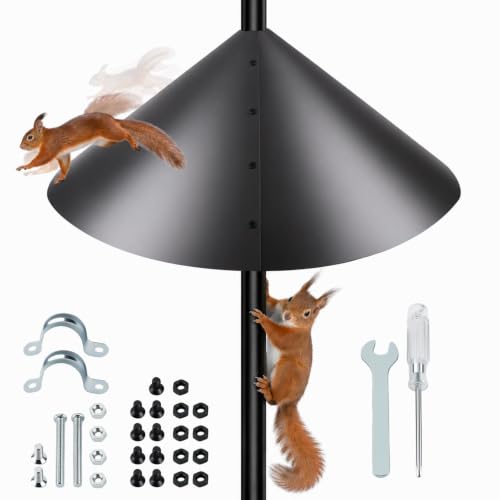 19 Inch Squirrel Baffle, Large Squirrel Proof Cone Guard Blocker, Outdoor Pole Mount Squirrel Deterrent for Bird Feeder Pole & Bird House, Wild Bird Feeder Accessories