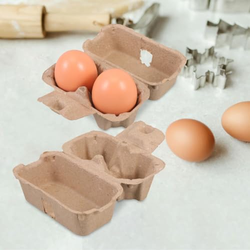 DOITOOL 25 Pack 2 Count Egg Cartons Bulk, Natural Paper Pulp Storage Container for Chicken Duck Eggs Small Cardboard Holder for Farmers Market Display Easter Party