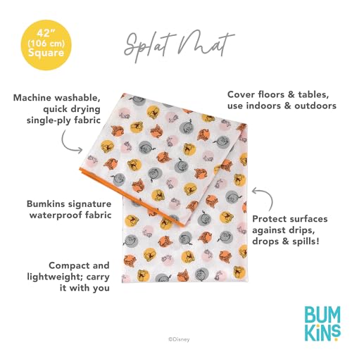 Bumkins Disney Baby Splat Mat for Under High Chair, Babies Toddlers Eating Mess Mat, Waterproof Reusable Cloth for Arts and Crafts, Playtime Mat for Kids, Floor or Table 42inx42in, Winnie The Pooh - color: D3 Winnie & Friends