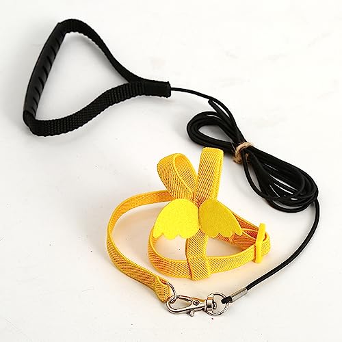 Parrot Harness Adjustable Bird Harness Flying Rope Strap Outdoor Training Traction Rope for Small Parrots Anti-Bite,Bird Nylon Rope with Cute Wing (Yellow) - color: yellow