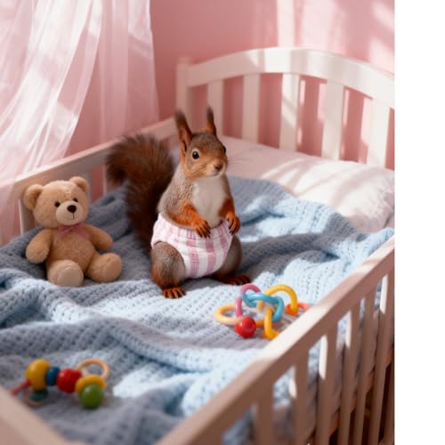 3 Pcs Washable Squirrel Diapers, Reusable Squirrel Diaper, Highly Absorbent with Adjustable Waistline Diapers for Squirrels, Guinea Pigs, and Small Sugar Gliders (3.9" - 6.3", S)