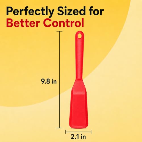 Pancake Flipper Spatula - Non-Stick - Heat Resistant Egg Spatula for Kitchen Uses, Baking, Cooking, and Mixing - Red - color: Red