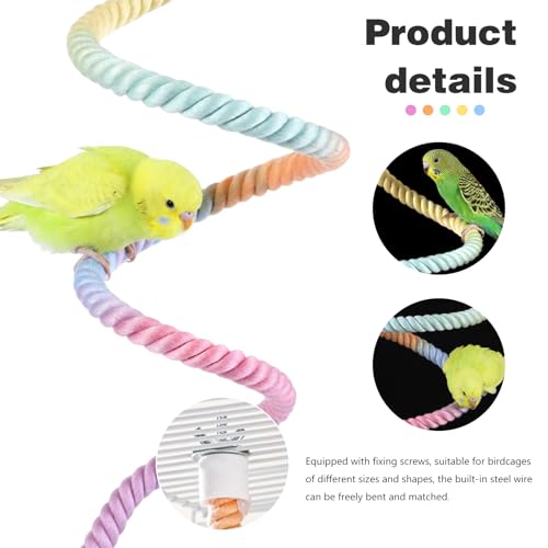3pcs Bird Cage Climbing Rope Toys, Gradient Colorful Bird Rope Perch Stand, Bendable Cage Climbing Rope, Bird Cage Accessories, Suitable for All Birds (31.4''+31.4''+15.7'') - color: C