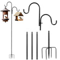 Double Sheperds Hooks for Outdoor,76 inch Adjustable Pole Bird Feederr,Plant Hangers,Weddings Decor,Matte Black(1 Pack) - size: 76 in