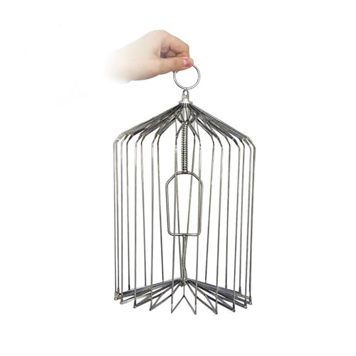 Appearing Bird Cage for Stage Magic, Silver Steel Folding Dove Cage - Professional Magician Prop Gimmick (Medium Size)