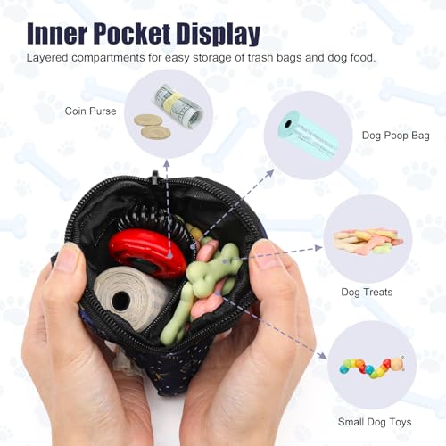 Dog Treat Pouch with Training Clicker,Waterproof Nylon Fabric Poop Bag Holders for Leashes,Hands Free Small Dog Walking Bag with Carabiner, Pet Puppy Training Walking Essentials (Moose) - color: Moose