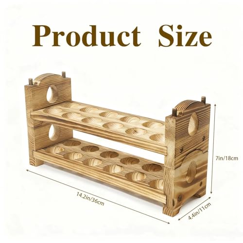 Egg Holder Countertop - Wooden Fresh Eggs Storage for Counter - Pine Wood Egg Organizer Tray Racks - size: 2A
