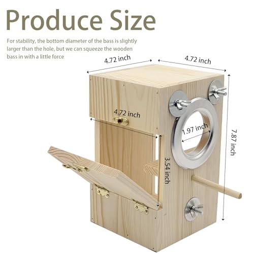 Parakeet Nesting Box Transparent Bird Nest Breeding Box with Perch | 4.72 X 4.72 X7.87 INCH inch Parrot Mating Box Wood Bird House Aviary for cage - size: 4.72 X7.87 X 4.72 INCH