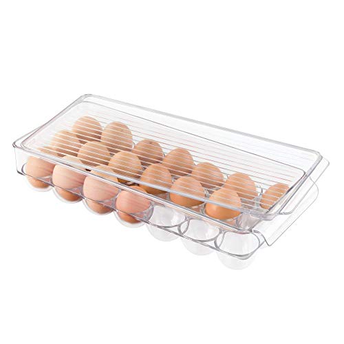 iDesign Clear Plastic Egg Holder for Fridge with Lid, 21 Egg | Storage Container, Organizer Bin - color: Clear, style: Pack of 1