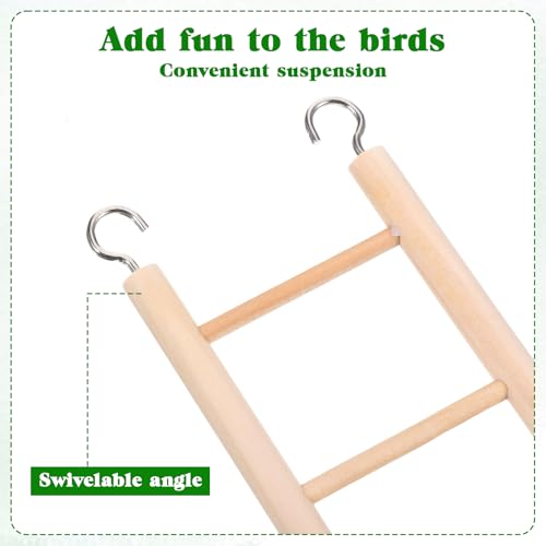 3 Pcs Bird Ladder, Wooden Bird Cage Ladder Bird-Ladder for Cage Climbing Ladders for Parakeets Parrots Cockatoo(4, 6, 8 Steps)