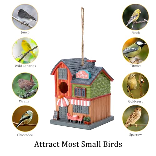 Yinns Bird House for Outdoor, Decorative Store Bird Houses for Garden Decor | BirdHouse for Outside Nesting, Decorative Coffee Store House WaterProof Bird Houses for Yard Garden Decor - color: Colorful Coffee house