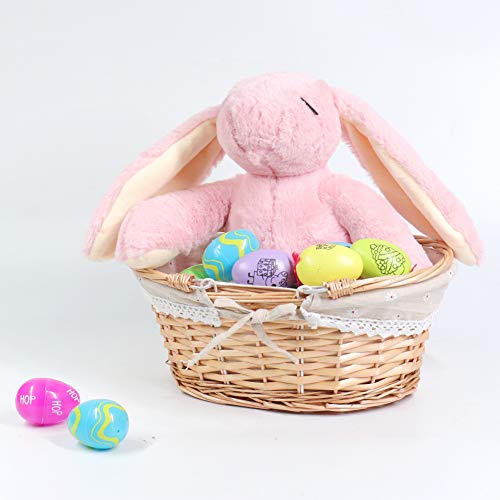 MEIEM Wicker Gift Baskets Empty Oval Willow Woven Picnic Cheap Easter Candy Storage Wine Basket with Handle Egg Gathering Wedding Basket (Natural) - color: Natural, size: Small