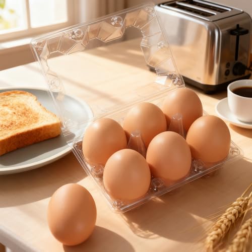 24 Packs Egg Cartons 2x3 Plastic Egg Carton Cheap Bulk Reusable Egg Carton | Egg Tray for 6 Eggs, Plastic Clear Egg Carton - size: Holds 6 eggs-24Pack