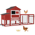 Aivituvin Mobile Chicken Coop with Wheels for 4-6 Chickens, Backyard Expandable Chicken House Duck Cage with Run, 2 Nesting Boxes, Easy Clean Pull-Out Tray, Leak-Resistant Asphalt Roof, 82.4"(Red) - color: Red, size: 82.4"L x 26.0"W x 44.0"H