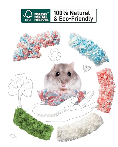 BUCATSTATE Hamster Bedding 70L, 99% Dust-Free Guinea Pig Bedding Odor Control Paper Bedding, Cozy Small Animal Bedding for Rabbit Rat Syrian Dwarf Hamsters Gerbils (Pink) | FSC-Certified Material, Expands 3X, Cozy Paper Bedding for Guinea Pigs, Colorful H