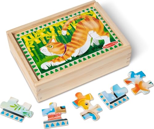 Melissa & Doug 4‑in‑1 Wooden Pets Jigsaw Puzzle Set, 48 Pieces with Storage Box, Toddler Puzzle Toy for Kids Ages 3+ - FSC Certified - style: Pets