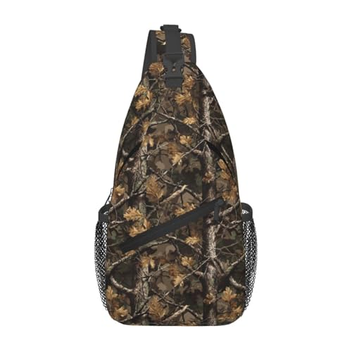Camo Sling Bag for Women, Crossbody Bag Forest Camouflage Sling Backpack for Men, Casual Shoulder Bags Lightweight Gym Outdoor Sports Travel Hiking Fishing Daypack - color: Camo