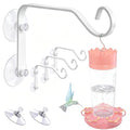 4 Pcs Heavy-Duty Window Suction Cup with Hanger, Window Mounted Wildlife, Hummingbird, Bird Feeders, Decorative Birdhouses, Wind Chimes & Plants, Strong Load-Bearing Hanging Hook（White）