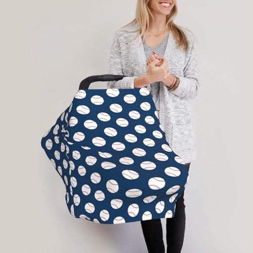 Baseball Blue Baby Stuff Car Seat Cover for Baby,Mom Nursing Breastfeeding Covers,Multi-Use Car Seat Canopy Carrier Cover,Stroller Cover Newborn Shower Gift for Boys Girls - color: Baseball Blue