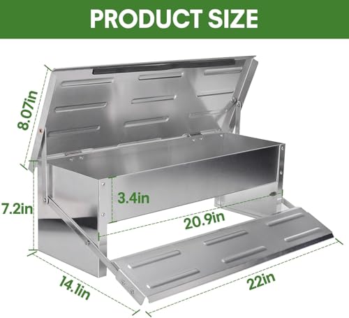 Stainless Steel Automatic Chicken Feeder, Treadle Chicken Feeder with Weatherproof Lid, No Waste Chicken Feeder, 15 lbs Poultry Feeder, for Chickens, Ducks, Fowl