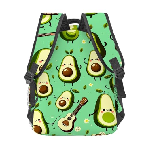 Playful Avocado Backpack,Fun Dancing Avocados Polyester Backpacks,Lightweight Double Shoulder Back Pack for Adults,Music Theme Green Bookbag,School Bag Gifts,Casual Travel Daypack Book Packs - color: Avocado