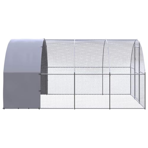 Large Chicken Coop Galvanized Steel Outdoor Metal Poultry Run Cage for Hen Duck Small Animals, Walk-in Pen for Backyard Garden, 118.1 x 118.1 x 78.7 Inches - color: Silver-G
