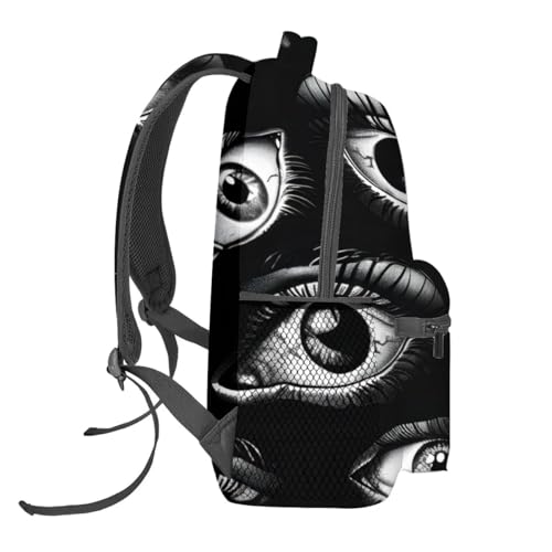 Gothic Eye Backpack,Black & White Polyester Backpacks,Lightweight Double Shoulder Back Pack for Adults,Goth Bookbag,School Bag Gifts,Casual Travel Daypack Book Packs - color: Gothic Eye