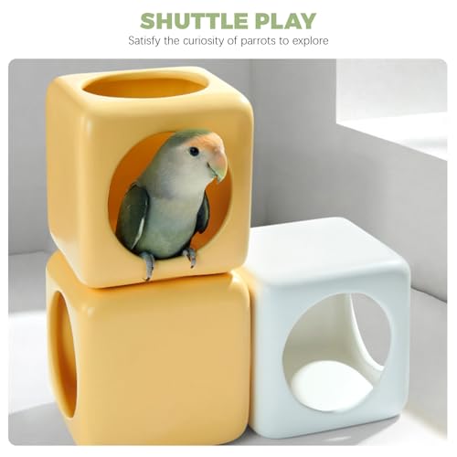 Parrot Ceramic Tunnel nest,DIY Birds House(Yellow) | Summer Coeramic nest,Birdcage decoration, DIY multiple combinations - color: yellow