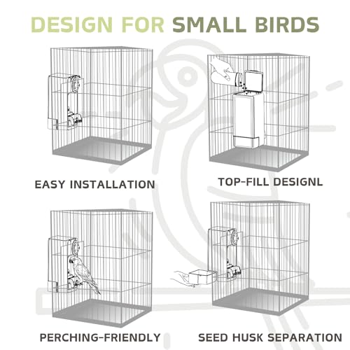 Automatic Bird Feeder, Bird Cage Feeder with Perch for Parakeet Canary Cockatiel Finch (Green) - color: Green