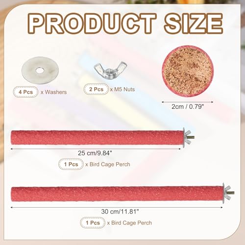 Bird Cage Perch, Colorful Parrot Grinding Claw Sticks, Platform Paw Stand Toy 10/12 Inch, (Wooden, Pink, 2Pcs), Intended for Small Medium Birds/Parrots/Finches/Lovebird - color: Pink, size: 10/12 Inch