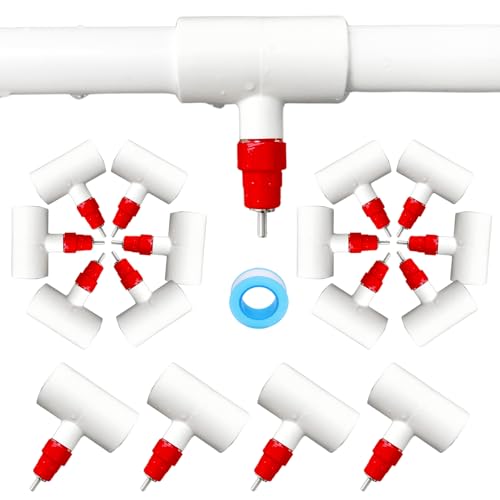 (16 Pack) Chicken Waterer Nipples + PVC Tee Fittings for 1/2" PVC Piping, Horizontal Poultry Nipples & Tees, DIY Chicken Watering System for Geese, Rabbits, Ducks