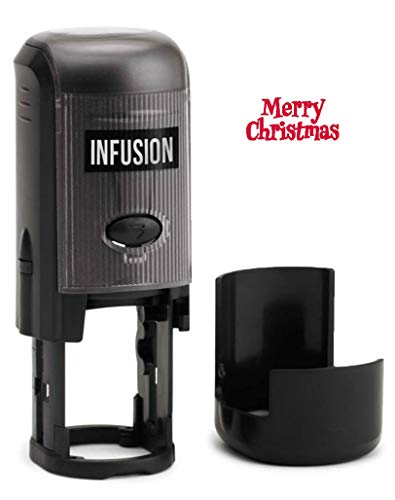 Infusion Round Teacher Stamp, Holiday, 3/4'' Self-Inking Rubber Stamp - Merry Christmas - Red Ink - color: Merry Christmas