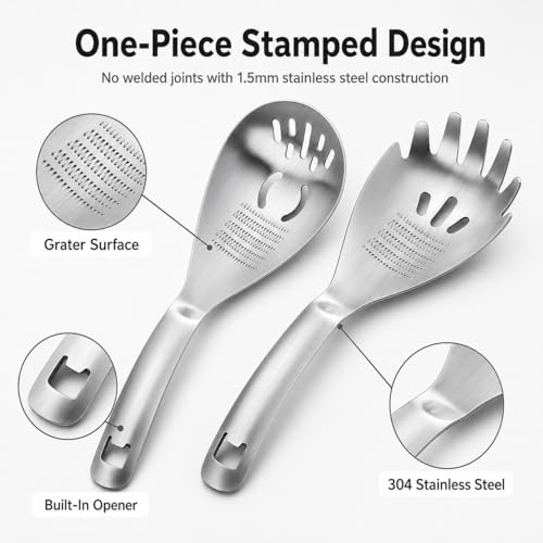 5-in-1 Multifunctional Spoon, Egg Separator, 304 Stainless Steel | 5-in-1 cooking spoon; 304 stainless steel; egg separator, masher, grater and slotted strainer; dishwasher safe