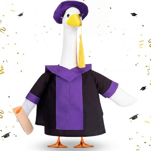 Abbylike Graduation Porch Goose Outfits Lawn Goose Clothes with Graduation Cap and Gown Fits Large 23'' Cement Statue - style: Graduation Season