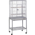 ZENY 53-Inch Bird Cage, Wrought Iron Flight Birdcage, White | with Rolling Stand, Bird Flight Cage for Cockatiels Pet Parrot Parakeet Lovebird Canary Finch - color: White