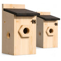 2 Pack Wooden Bird House for Outside Hanging, Birdhouse with 3 Interchangeable Entrance Holes, Predator Guard & Easy Clean Door, Outdoor Nesting Box for Bluebirds, Wrens, Chickadees - style: 2 Pack
