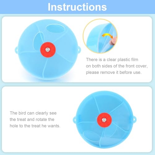 Bird Creative Foraging System Wheel Seed Food Ball Rotate Training Toy for Small and Medium Parrots Parakeet Cockatiel Conure (Blue) - color: Blue