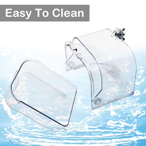 Bird Bath for Cage Transparent Bird Bathtub Hanging Portable Shower Pool No-Leakage with Stainless Steel Hooks for Small Birds Parakeet Canary Budgerigar Parrot Crested