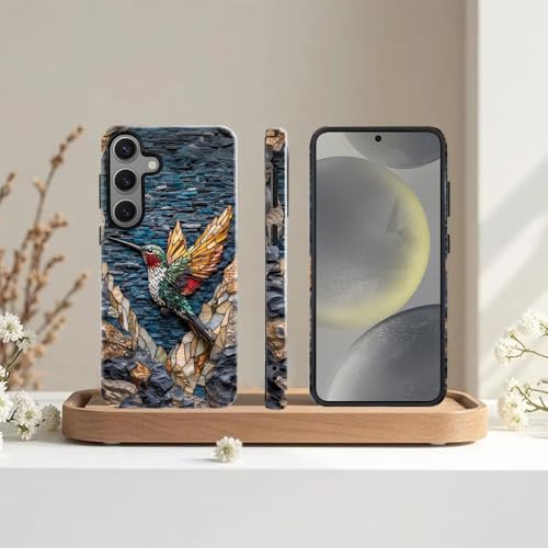 Compatible with Samsung Galaxy S24 Plus Case,Glossy Case All-Round Protection Shockproof Anti-Scratches TPU Cover,Cases for Man Woman-Hummingbird Stained Glass - color: Hummingbird Stained Glass, size: Galaxy S24 Plus