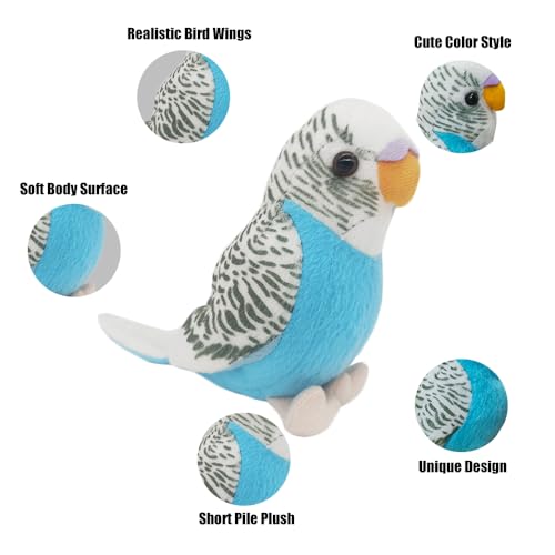 1 Pcs Stuffed Parakeet Toy, 5.5 inches, Budgerigar Plush Toy, Parakeet Soft Toy, Stuffed Bird for Kids, Blue - color: Blue